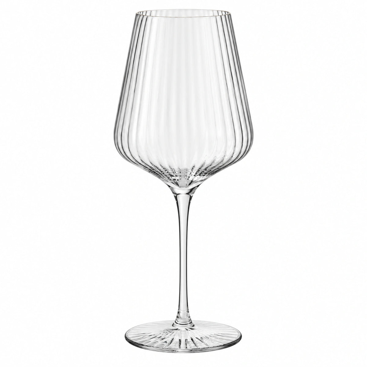 Bicchiere da vino 500 ml in vetro trasparente - calice scanalato con stelo 23 cm