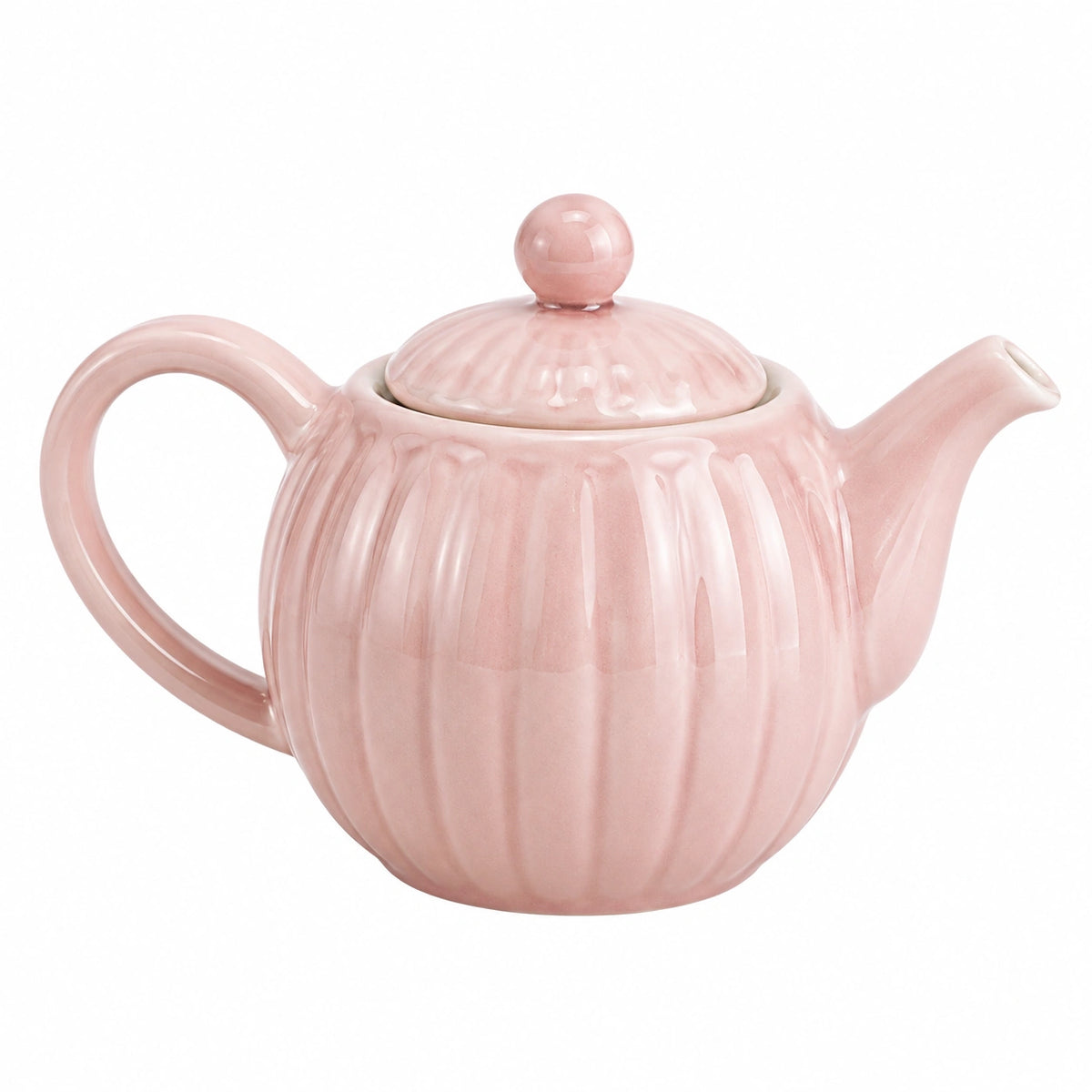 Teiera in ceramica rosa 1.00 L con coperchio e manico stile classico
