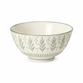 Ciotola in ceramica 18 cm bianco verde con motivo botanico per tavola