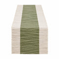 Runner da tavola 180 x 40 cm in tessuto verde e beige a righe tessute