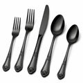 Set posate 5 pezzi in acciaio inox nero - stile classico per tavola