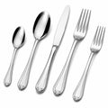 Set di posate 5 pezzi in acciaio inox argento lucido stile classico
