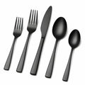 Set posate 5 pezzi in acciaio inox nero - finitura satinata per tavola