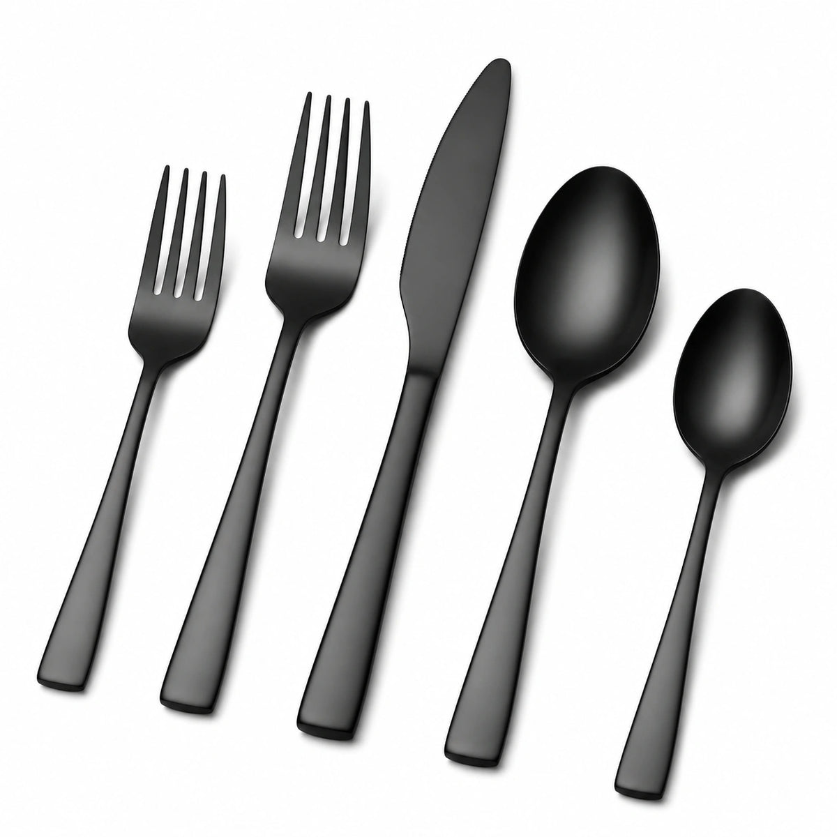 Set posate 5 pezzi in acciaio inox nero - finitura satinata per tavola