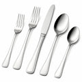 Set posate da tavola 5 pezzi in acciaio inox argento stile classico