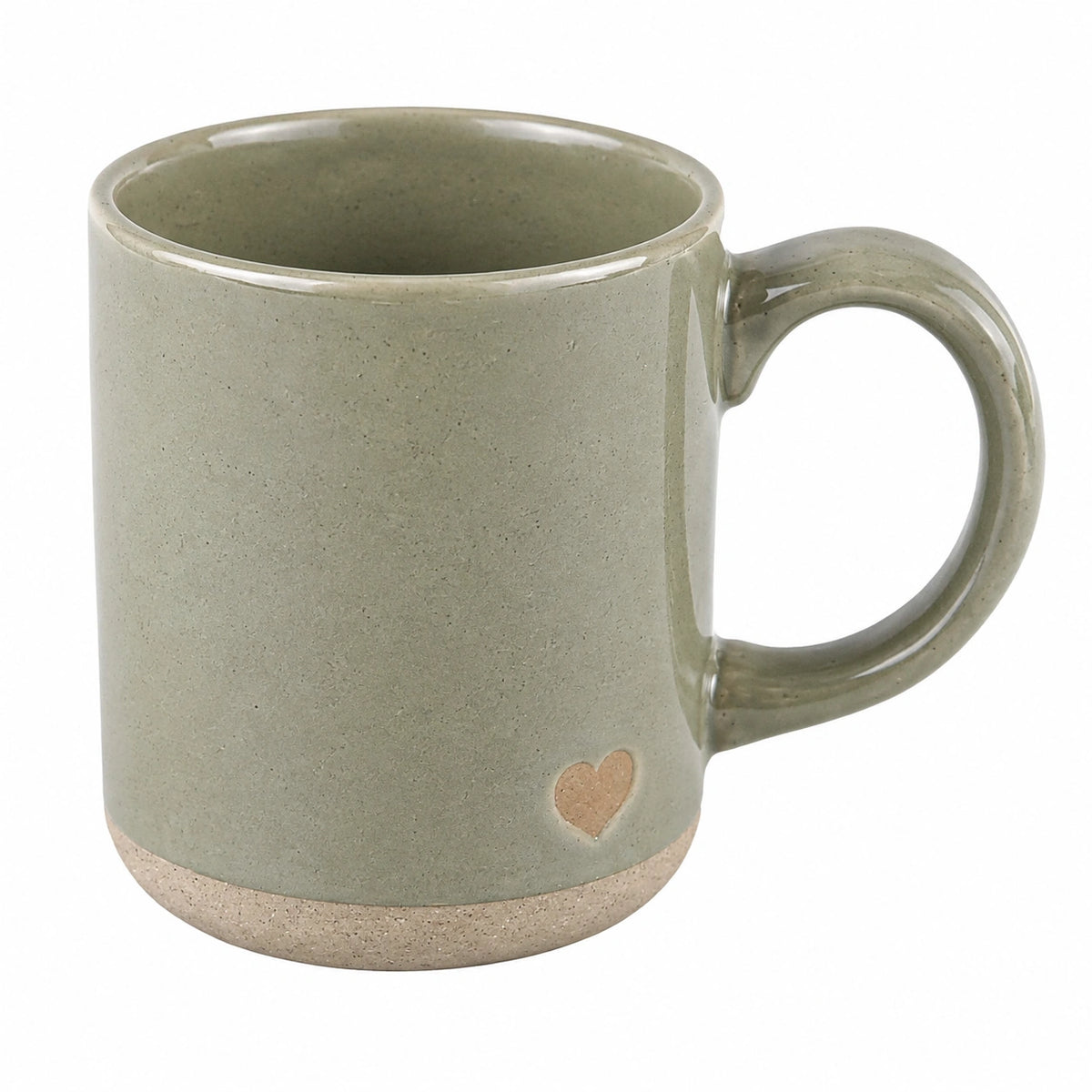 Tazza 350 ml in ceramica verde salvia con manico stile rustico per bevande calde
