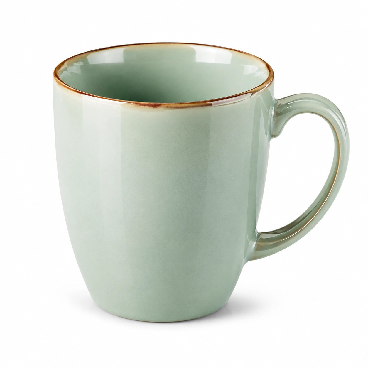 Tazza 400 ml in ceramica verde salvia per bevande calde stile rustico