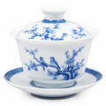 Gaiwan in porcellana 150 ml bianco e blu con motivo floreale