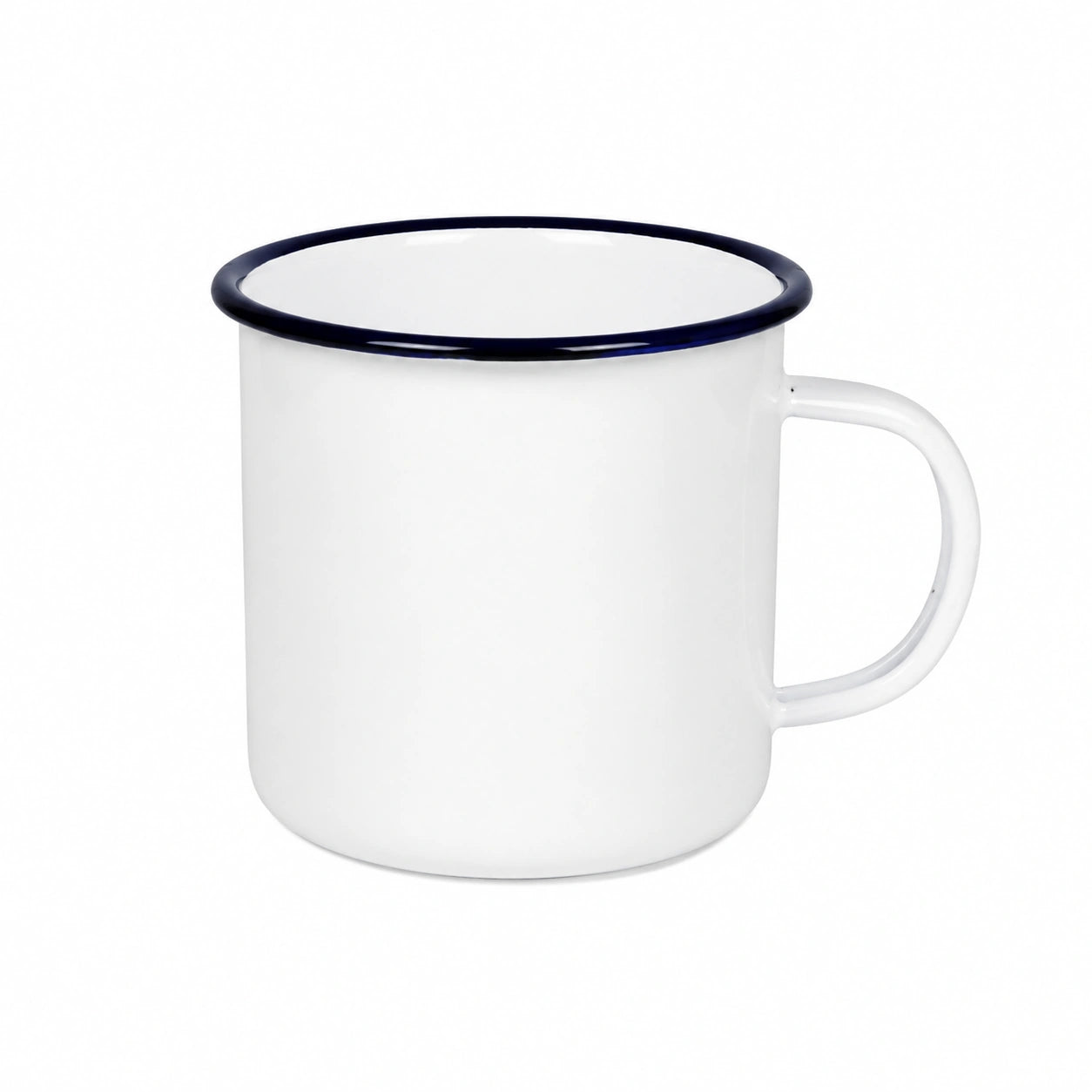Tazza smaltata 500 ml in acciaio bianco blu - stile campeggio